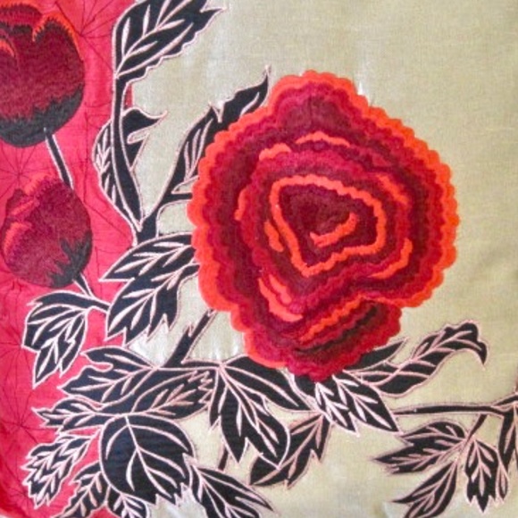 Decorative Embroidered Floral Print Throw Pillow - Picture 2 of 6